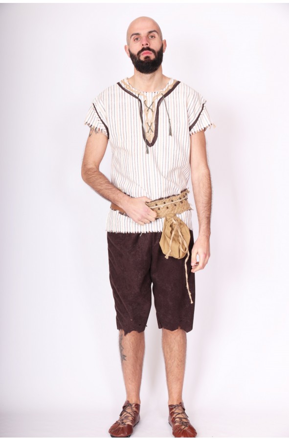 Traje medieval de rayas con pantalón