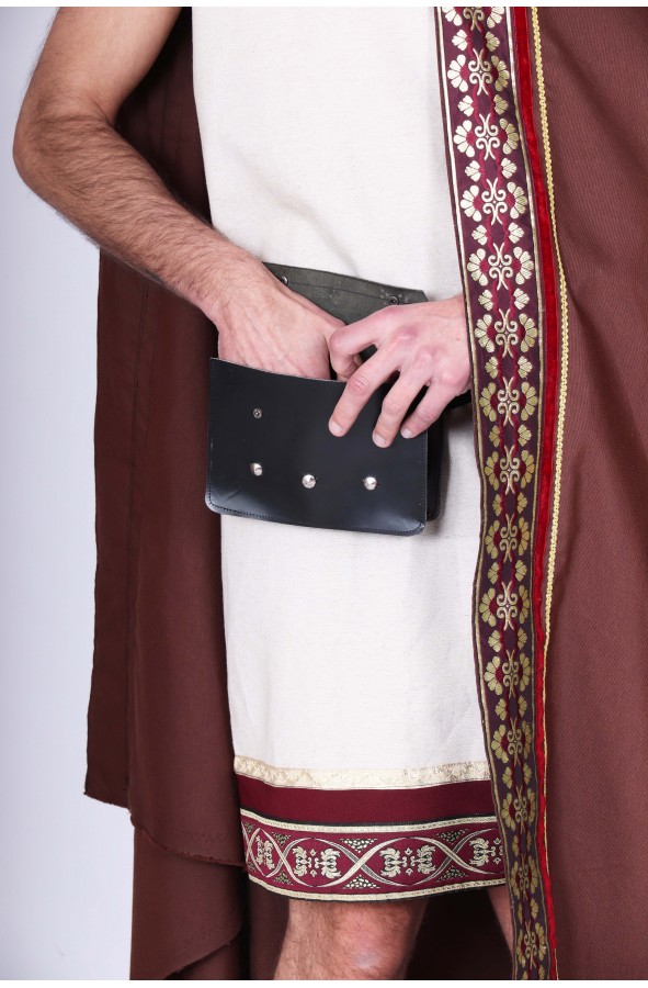 Medieval black handmade leather bag