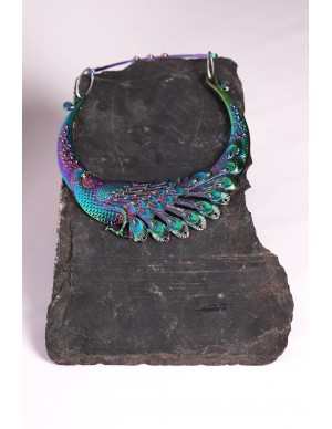Medieval necklace multicolor peacock