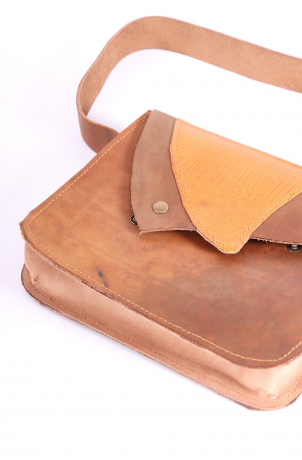 Handmade brown leather handbag