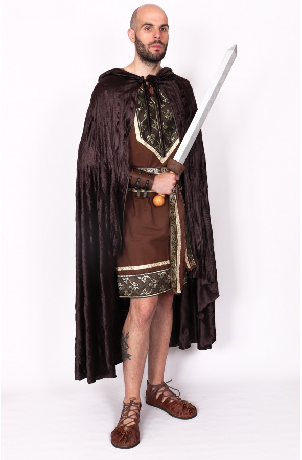 Brown velvet medieval cloak
