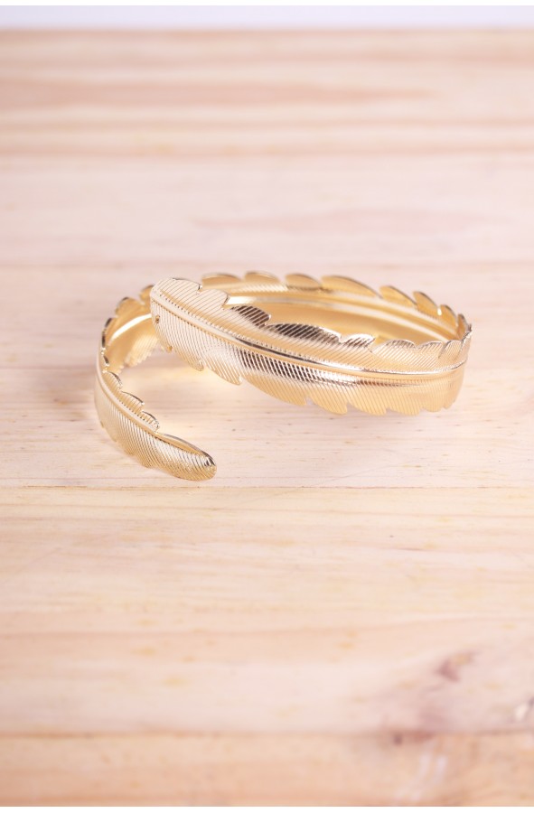 Pulsera romana ajustable de pluma dorada