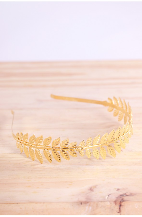 Diadema romana dorada de hojas