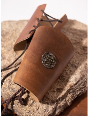 Celtic brown leather armband or Viking bracer Odin