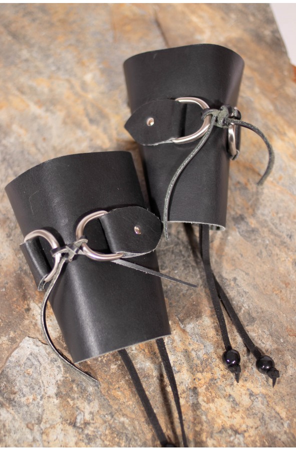 Roman soldier's bracers in black leather