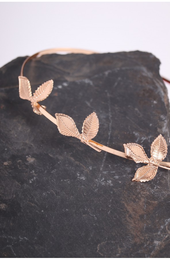 Golden headband with leaves and flowers