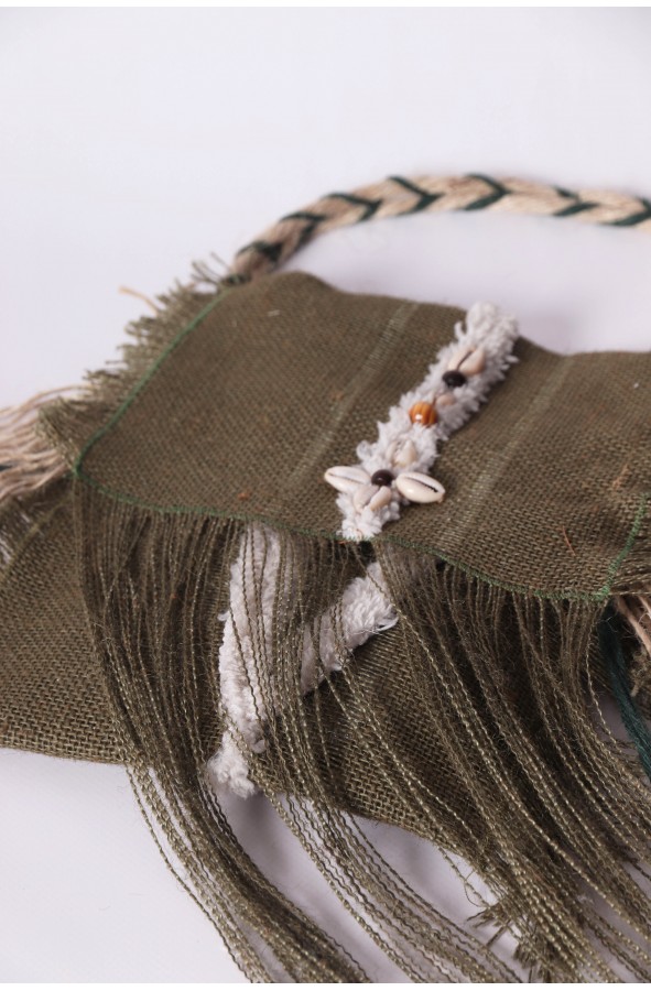 Bolso yute verde de artesanía