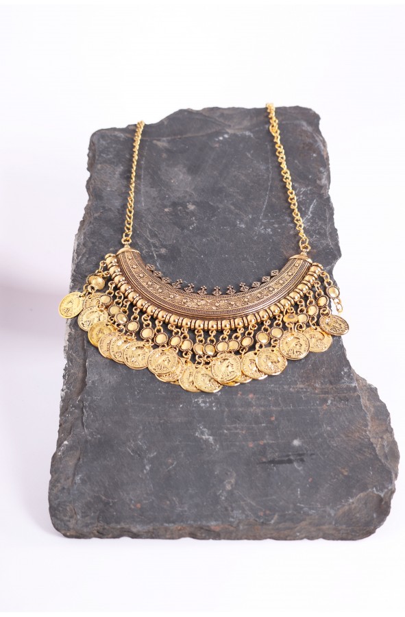 Golden Roman coin necklace Helios