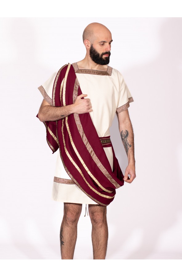 Men's Roman costume white and maroon
