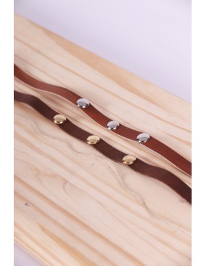 Leather Headband with Metal...