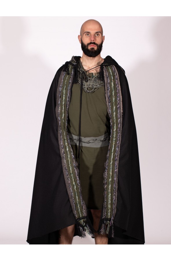 Medieval brown frayed cape with...