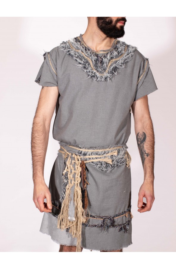 Grey Celtic costume with vegan fur