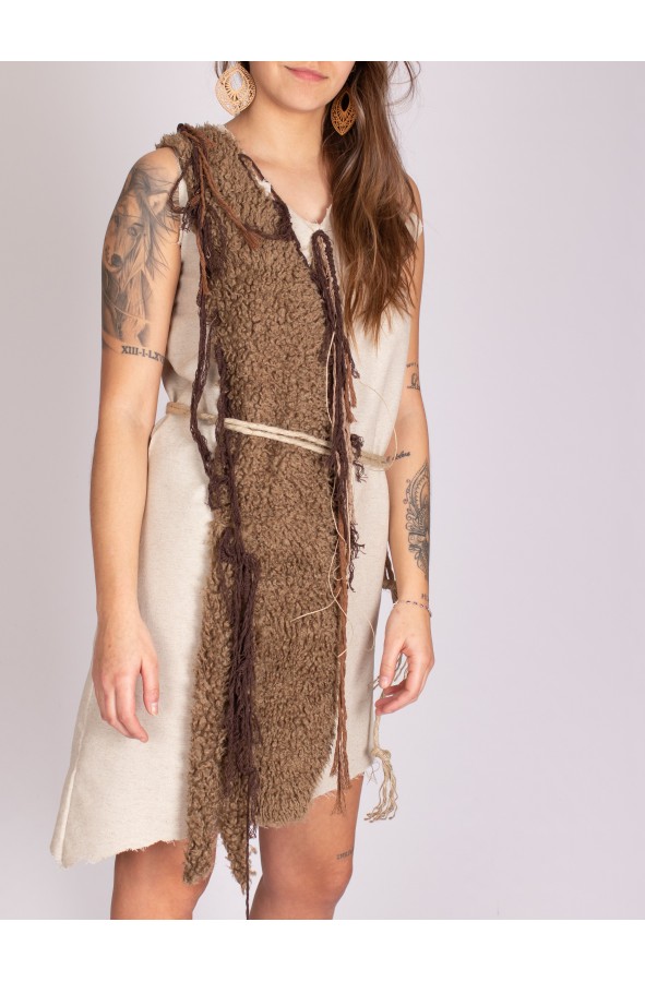 Celtic short dress with vegan fur
