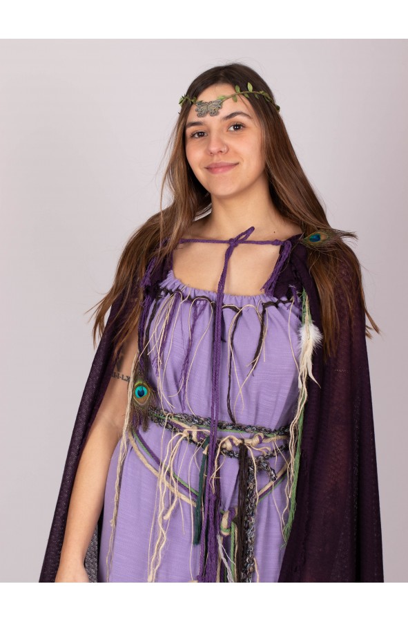 Medieval cloak with hood and feathers...