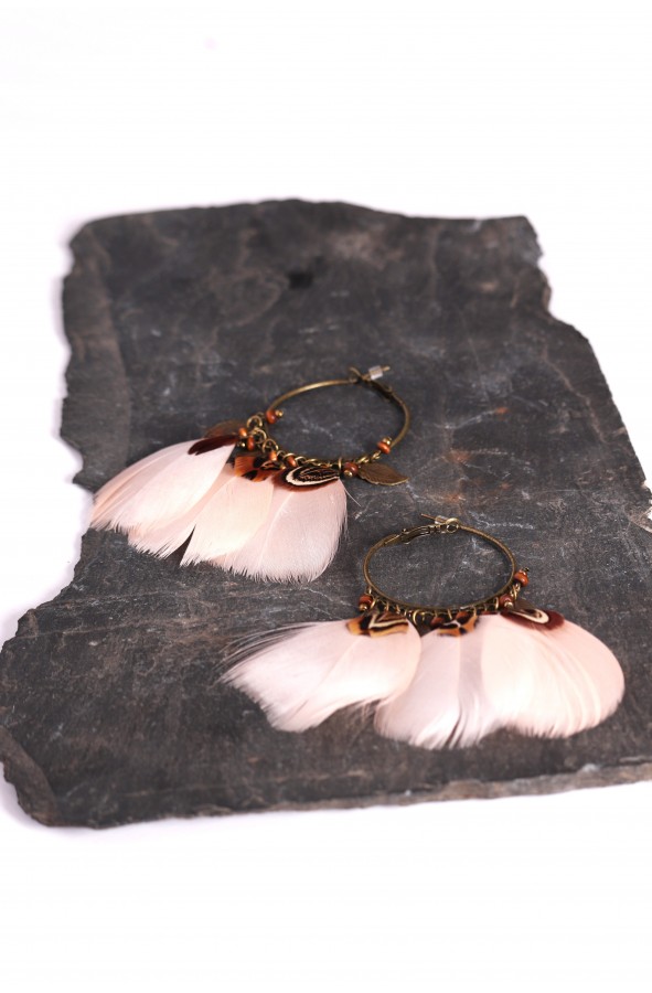 Cream feather earrings