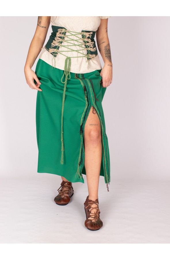 Medieval or Celtic frayed green skirt