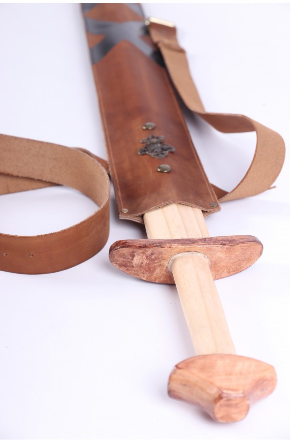 Cinturón medieval cuero con funda de...
