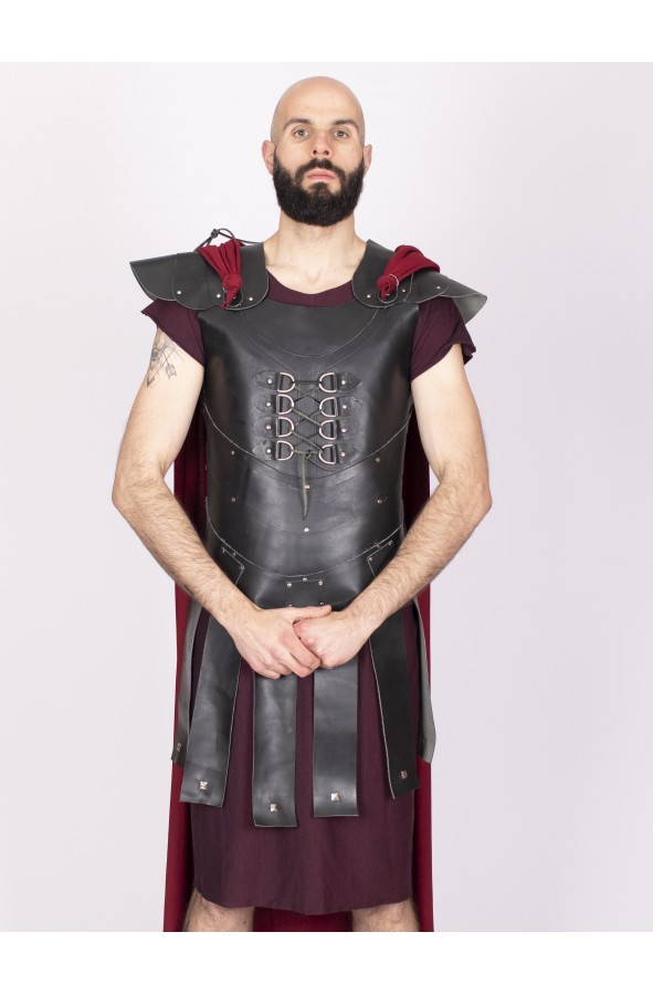 Black leather Roman armour with...