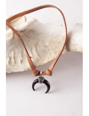 Medieval pendant Black Crescent Moon