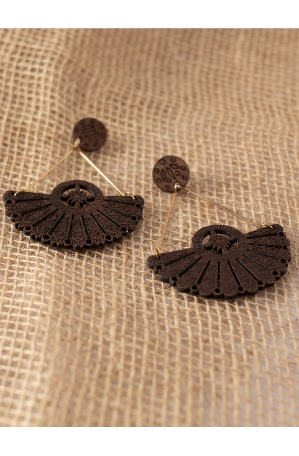 Medieval dark wooden earrings