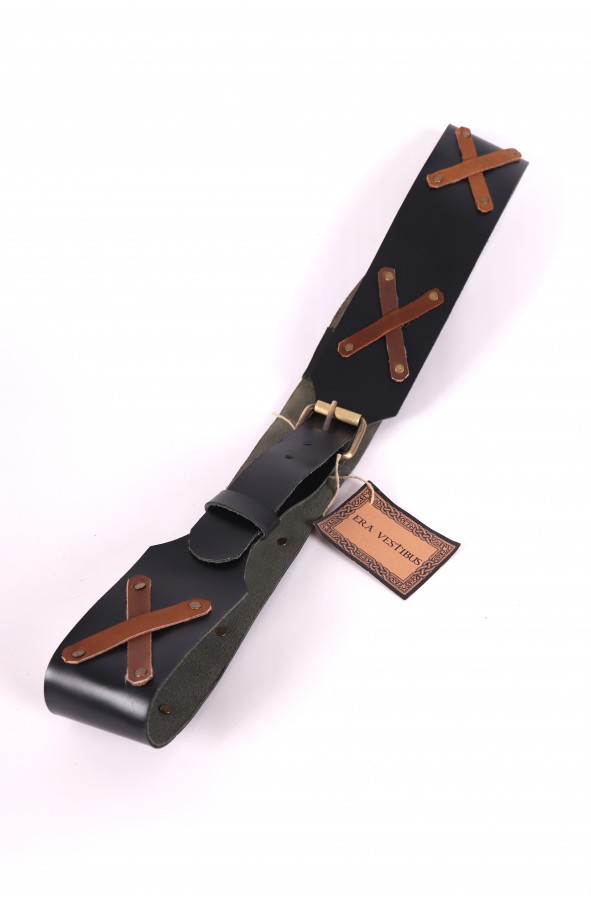 Medieval black leather belt with...