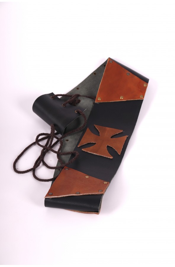Medieval wide leather belt with brown...