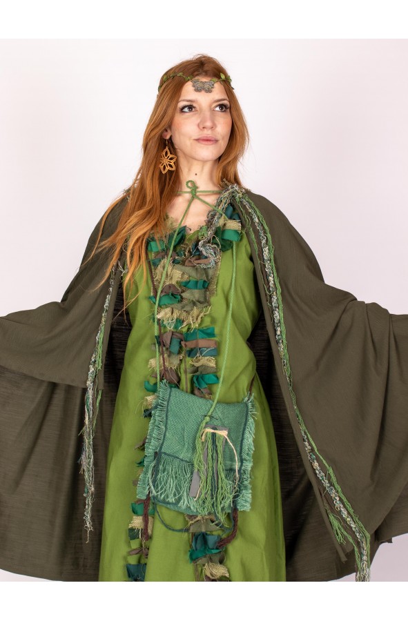 Capa medieval verde con capucha de...