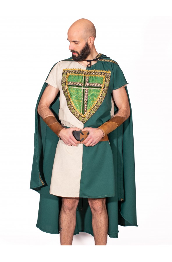 Capa medieval verde con capucha de...