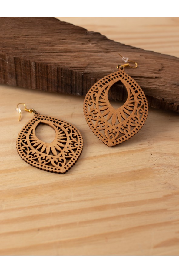Wooden medieval earrings