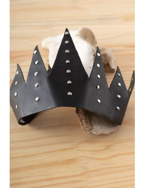 Medieval black leather head...