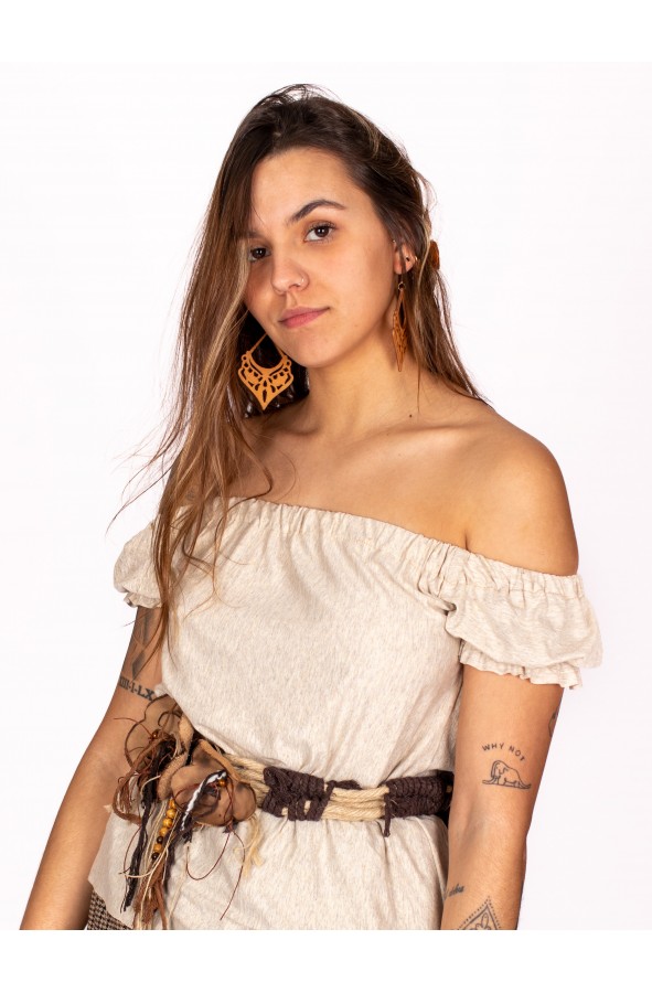 Medieval carved wood earrings