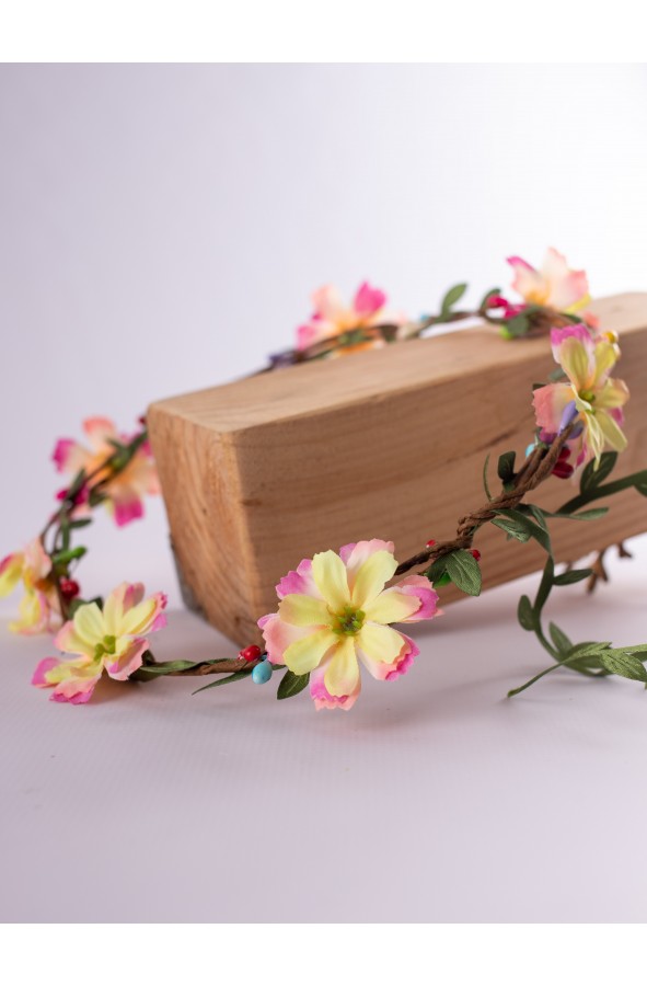 Pink and green flower crown