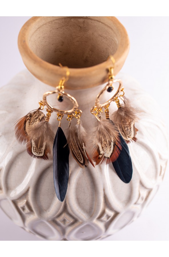 Pendientes pluma marrón