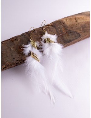 White Feather Earrings:...