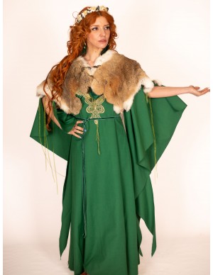 Capelina Medieval de Conejo natural  - Toque de Nobleza de Yute Crea