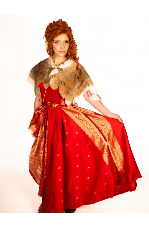 Short Roman Cloack with Authentic Fur...