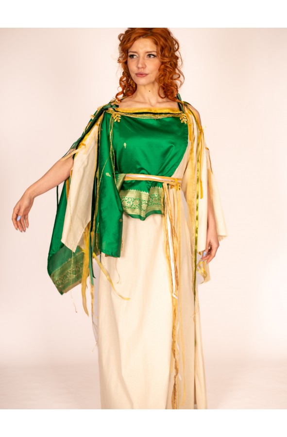 Vestido Romano Elegante en Crudo con...