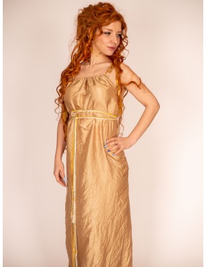 Vestido Romano Dorado Elegante - Estilo y Confort con Ajuste de Cuerda