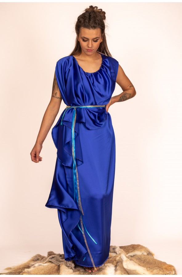 roman bridesmaid dresses Women's Dress in Royal Blue Satin Ancient rome