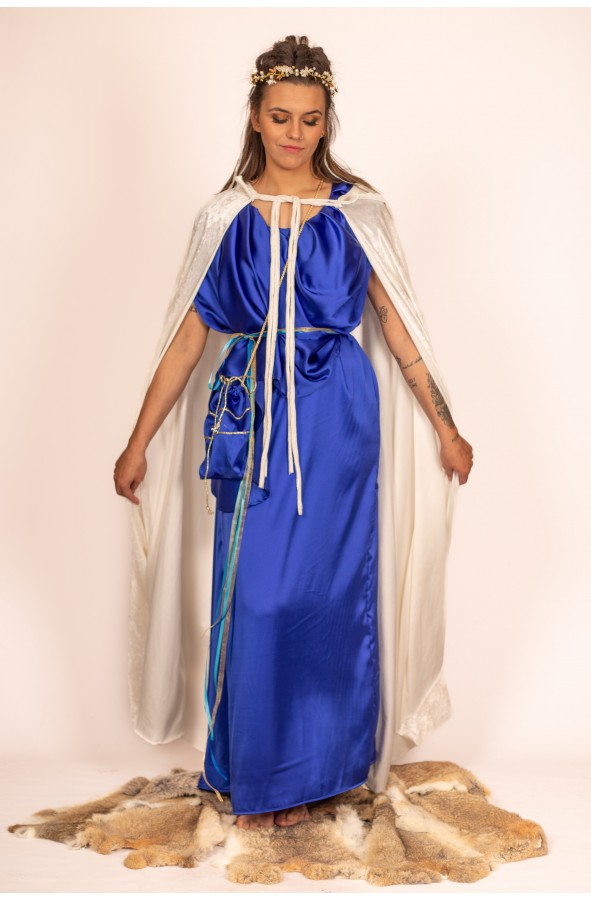 ladies dresses roman Women's Dress in Royal Blue Satin fabrique essential