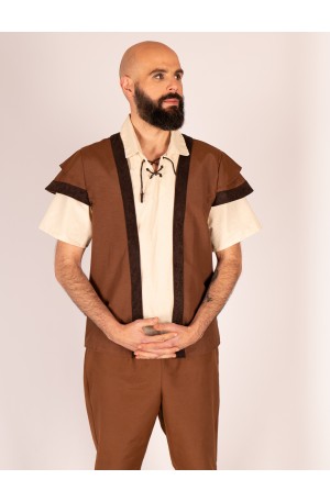 Chaleco Medieval Marrón con Hombro Doble – Un Clásico con Carácter