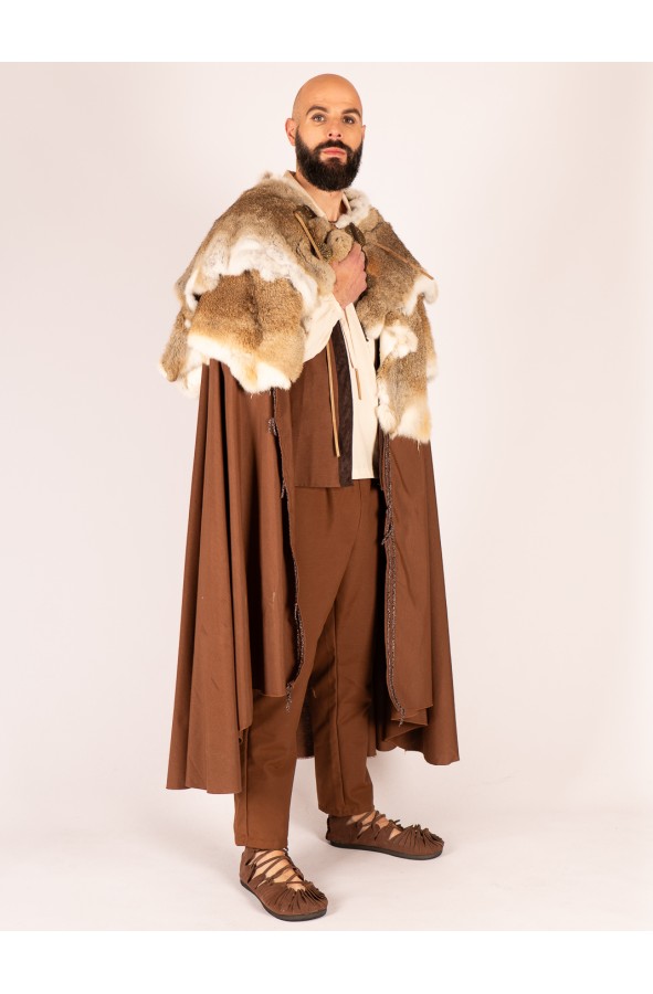 Medieval Cloak with Natural Fur and...
