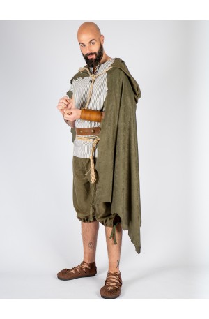 Side-draped medieval cloak...