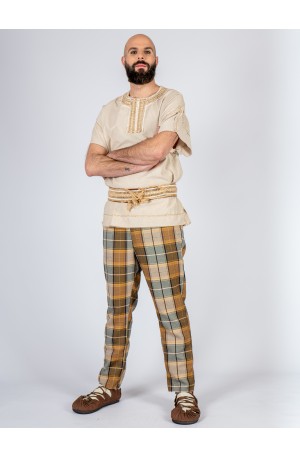 Conjunto celta-vikingo de túnica y pantalón de cuadros – Yutecrea