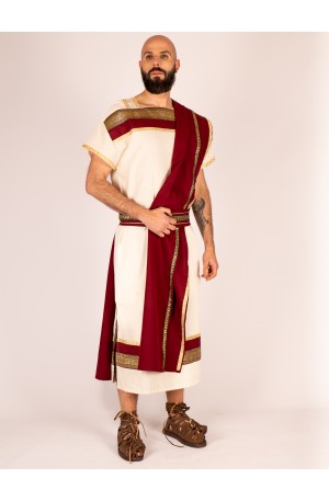 Roman Tunic with Red Mantle and Gold Details