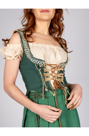 Medieval Underbust Corset in Green with Rustic Laces