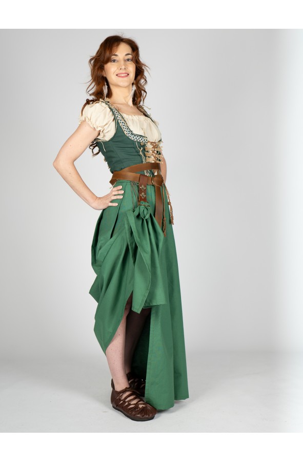 Medieval Underbust Corset in Green with Rustic Laces