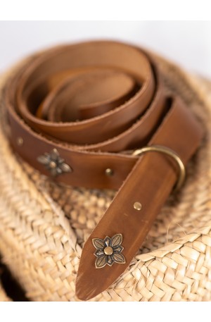 Medieval Double-Wrap Leather Belt with Ring