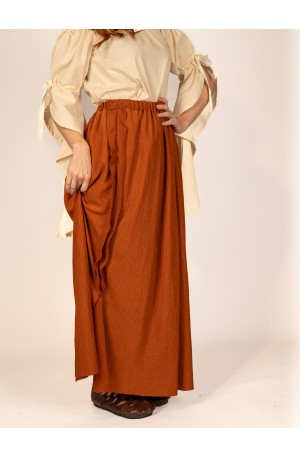 Medieval Skirt with Slit and Flowing Drape in terracotta