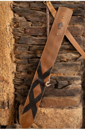 Cinturón medieval cuero con funda de espada para caballero
